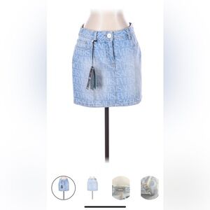 Versace Logo-Print Light Blue Mini Skirt